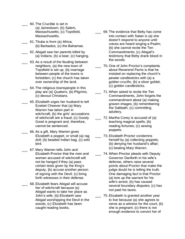 The Crucible Final Exam 100 Question Test By Lesson Universe Tpt