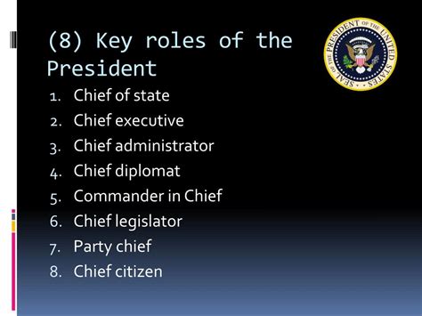 The President S Roles Chief