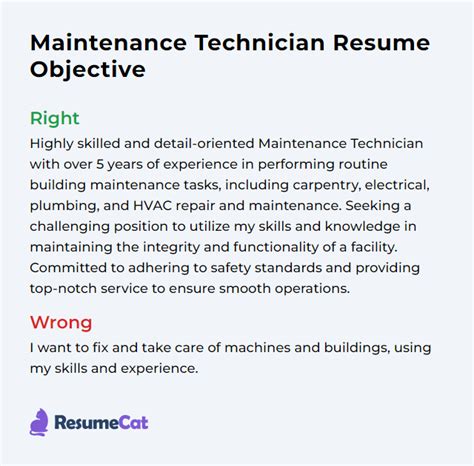 Top 16 Maintenance Technician Resume Objective Examples