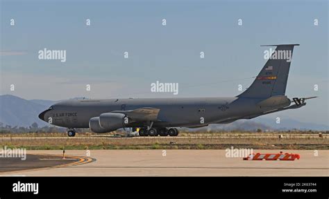 United States Air Force Kc 135R From March Air Force Base Maneuvers On Runway After Landing At