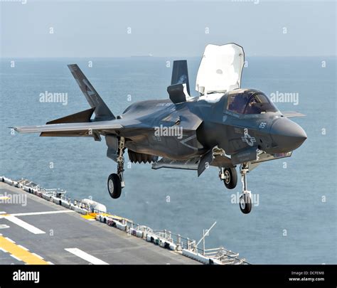 Us Marine Corps F 35B Lightning Ii Stealth Fighter Aircraft Takes Off From The Flight Deck Of