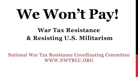 War Tax Resistance 101 Webinar Youtube