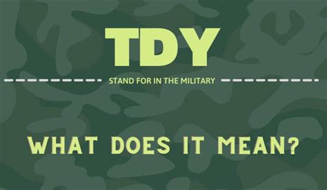 What Does Tdy Stand For In The Military Military Jargon