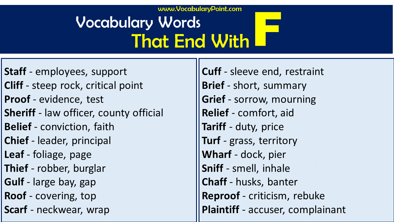 Words That End With F